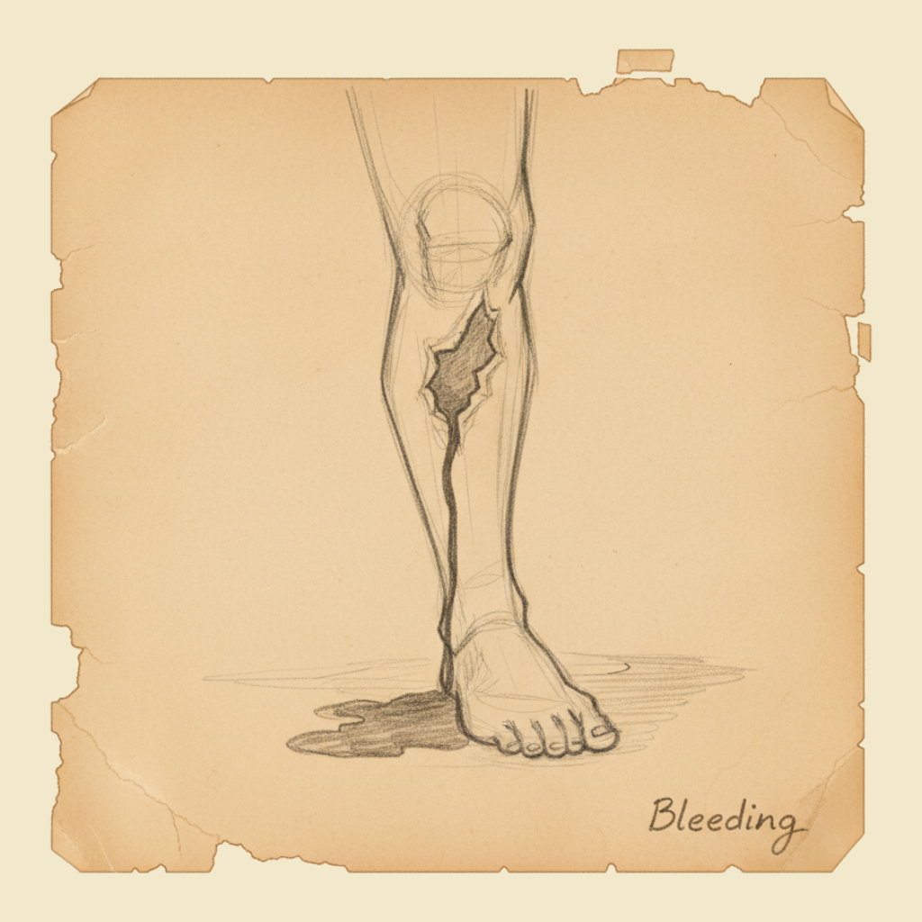 Field sketch: Bleeding — pressure, pressure, pressure