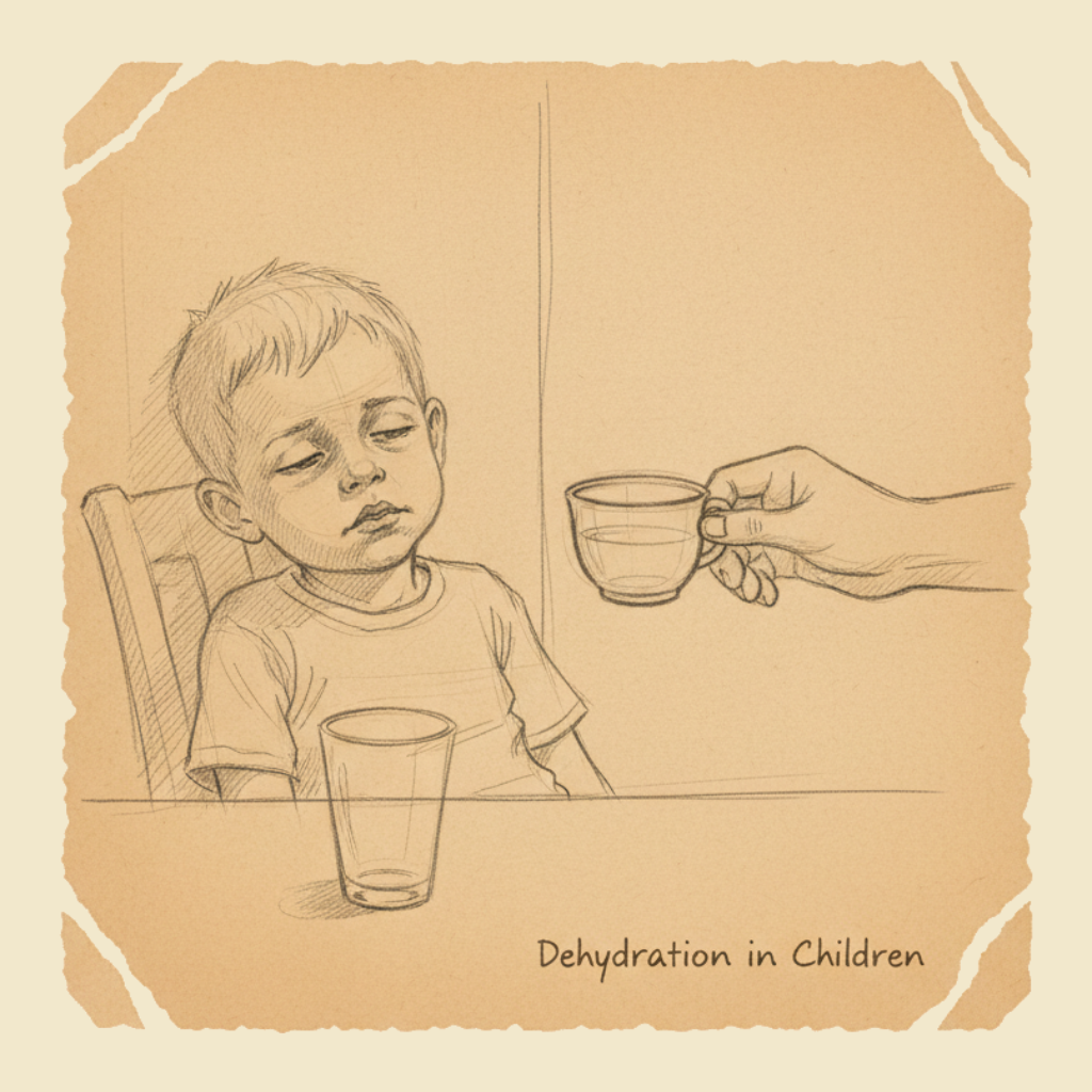 Field sketch: Dehydration in children — why little bodies lose fluid fast and how to spot it