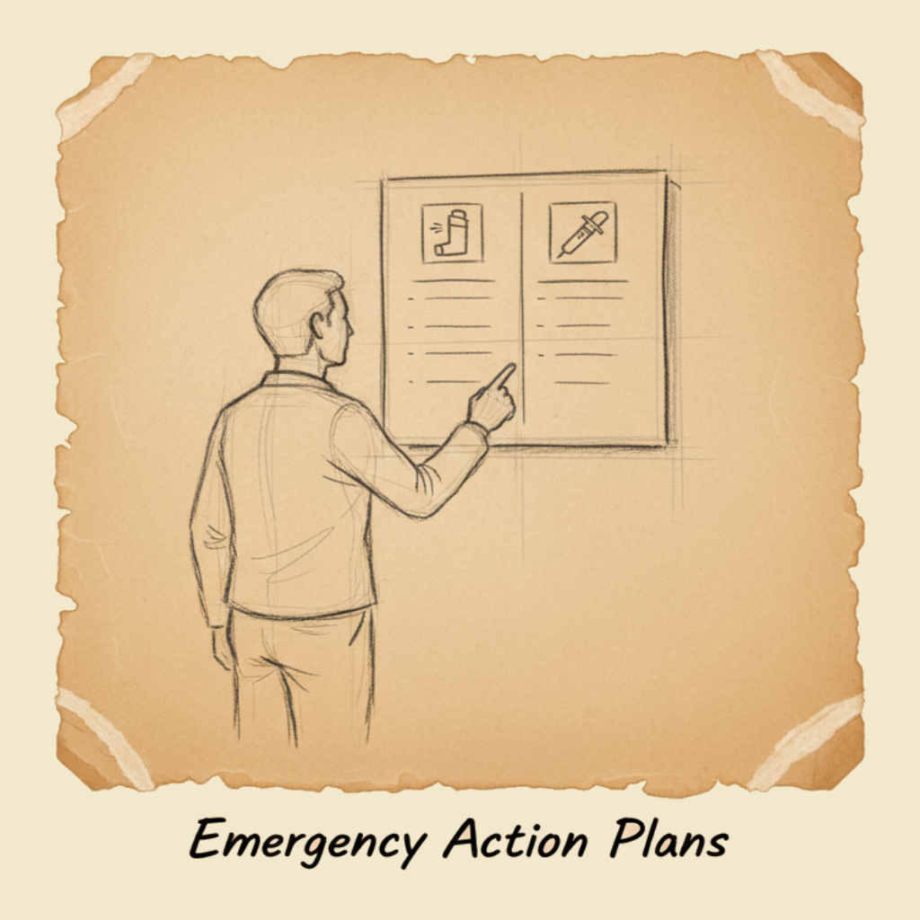 Field sketch: Emergency action plans — the documents that turn a child's known condition into a step-by-step response