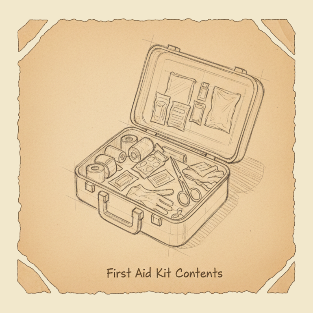 Field sketch: First-aid kit contents — what's in the box, and why