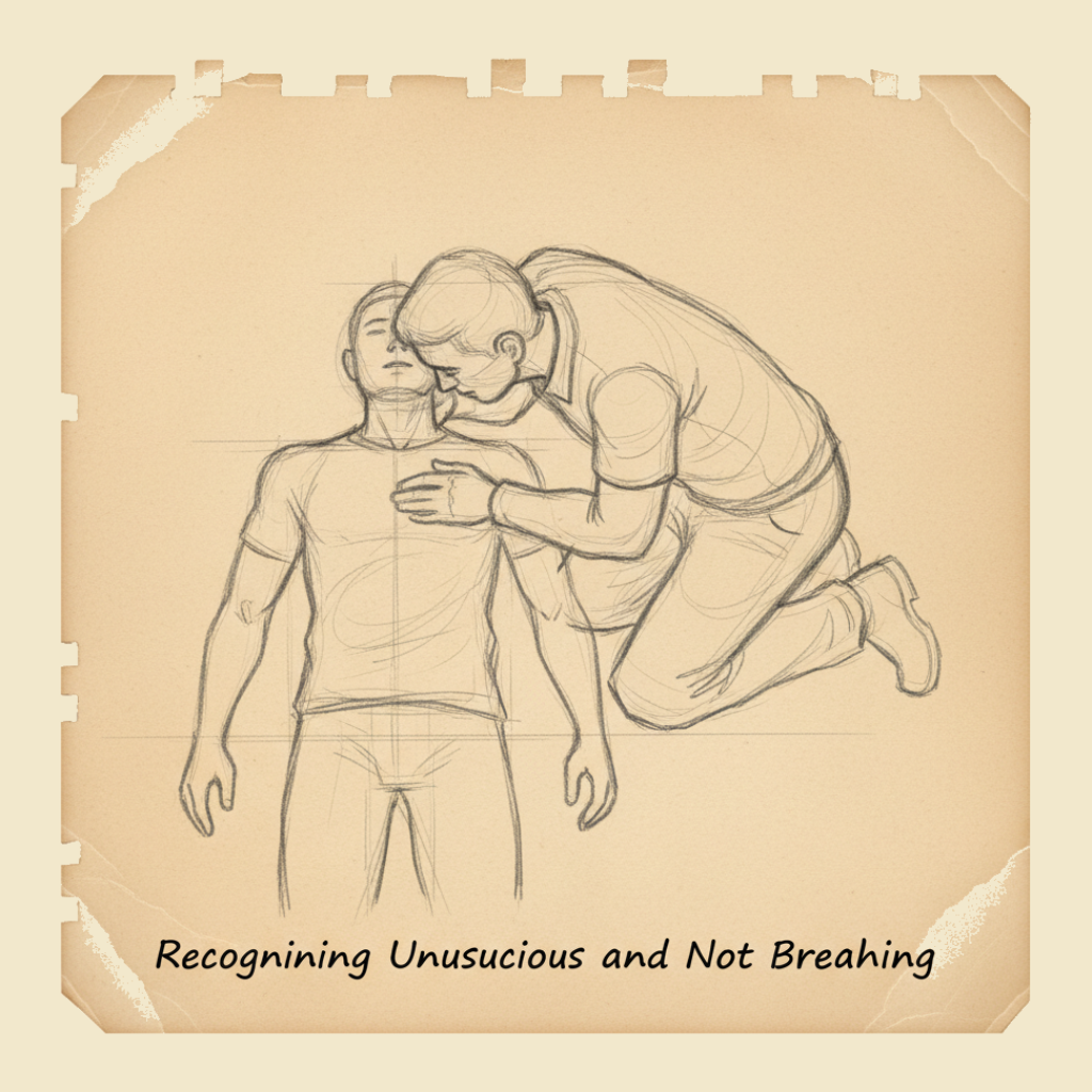Field sketch: Recognising unconscious and not breathing — the call that starts CPR