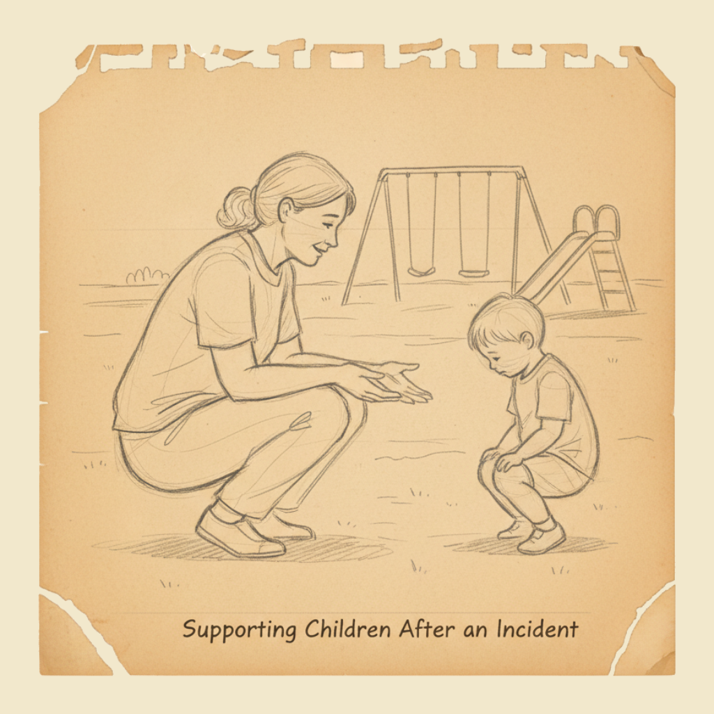 Field sketch: Rescuer and child stress support — looking after the educator and the child after a serious incident