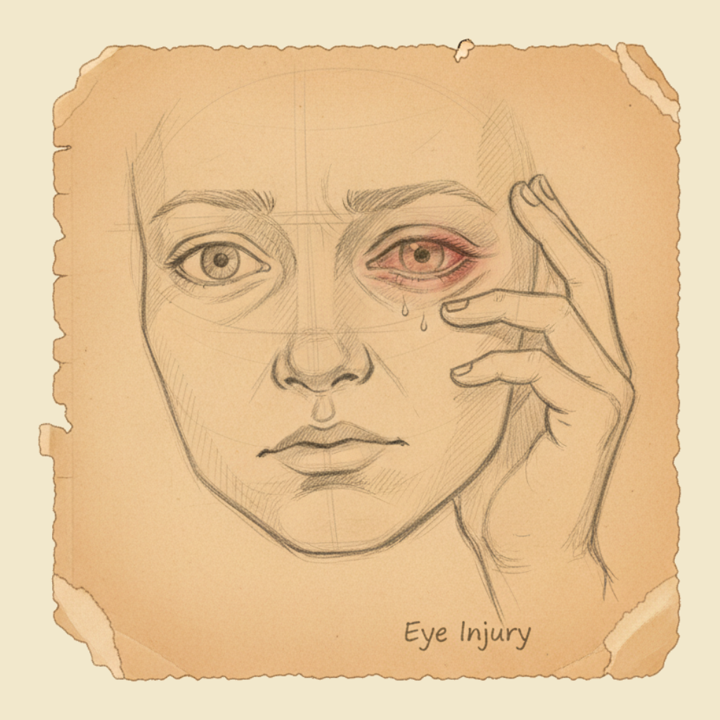 Field sketch: Eye injury